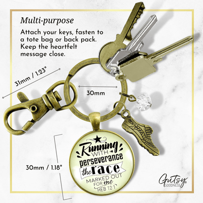 Runners Keychain Run Perseverance Faith Marathon Jewelry - Gutsy Goodness