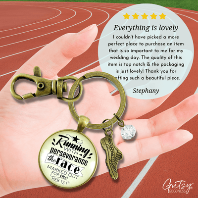 Runners Keychain Run Perseverance Faith Marathon Jewelry - Gutsy Goodness