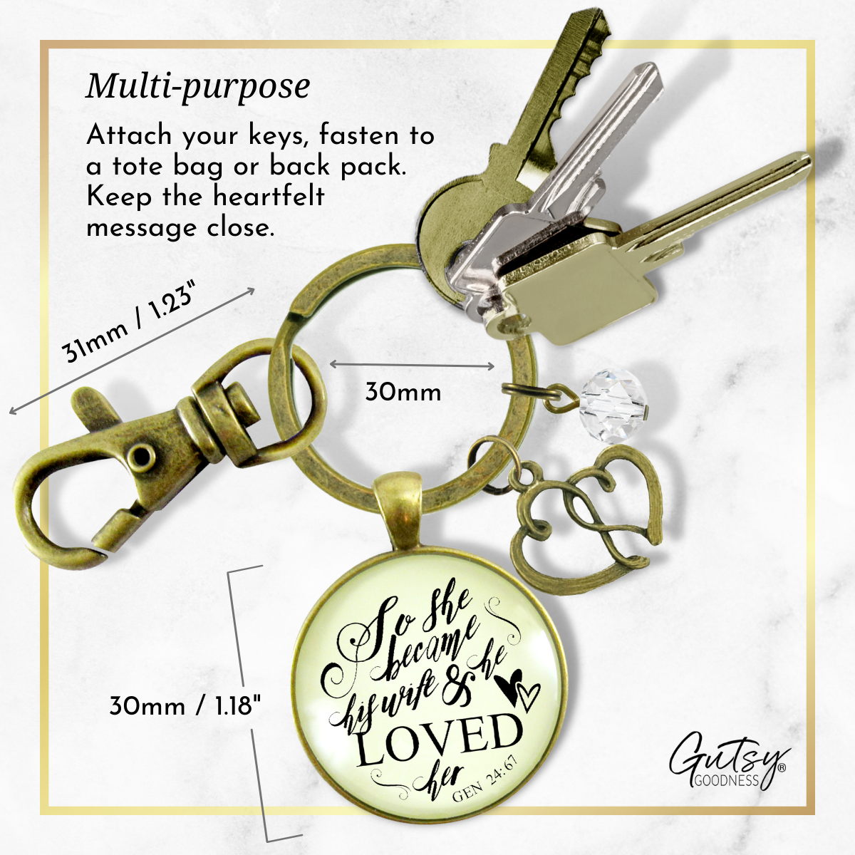 Love My Wife Keychain She Became His Wife He Loved Her Faith Inspired Jewelry Gift  Keychain - Women - Gutsy Goodness Handmade Jewelry