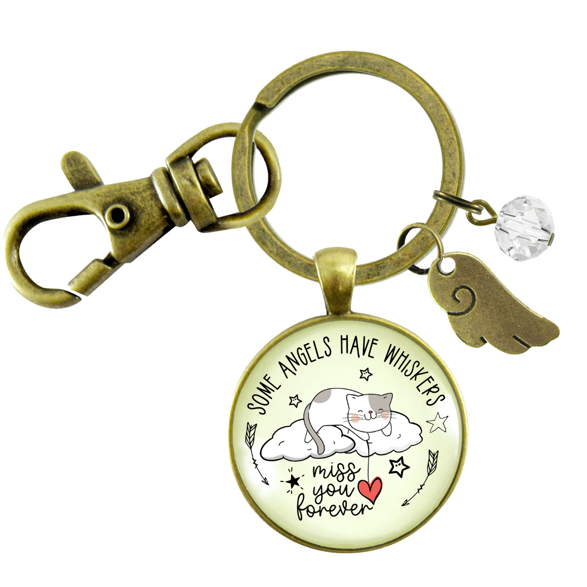 Cat Memorial Keychain Some Angels Have Whiskers - Gutsy Goodness Handmade Jewelry;Cat Memorial Keychain Some Angels Have Whiskers - Gutsy Goodness Handmade Jewelry Gifts