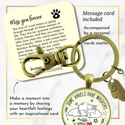 Cat Memorial Keychain Some Angels Have Whiskers - Gutsy Goodness Handmade Jewelry;Cat Memorial Keychain Some Angels Have Whiskers - Gutsy Goodness Handmade Jewelry Gifts