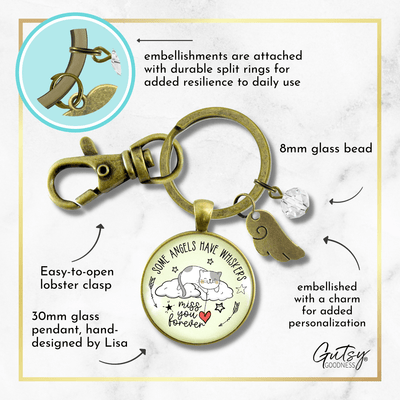 Cat Memorial Keychain Some Angels Have Whiskers - Gutsy Goodness Handmade Jewelry;Cat Memorial Keychain Some Angels Have Whiskers - Gutsy Goodness Handmade Jewelry Gifts