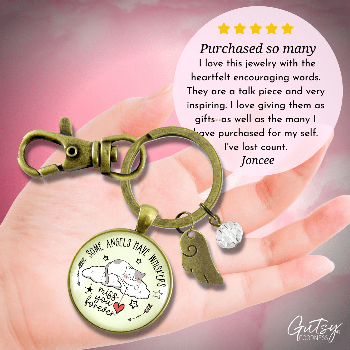 Cat Memorial Keychain Some Angels Have Whiskers - Gutsy Goodness Handmade Jewelry;Cat Memorial Keychain Some Angels Have Whiskers - Gutsy Goodness Handmade Jewelry Gifts