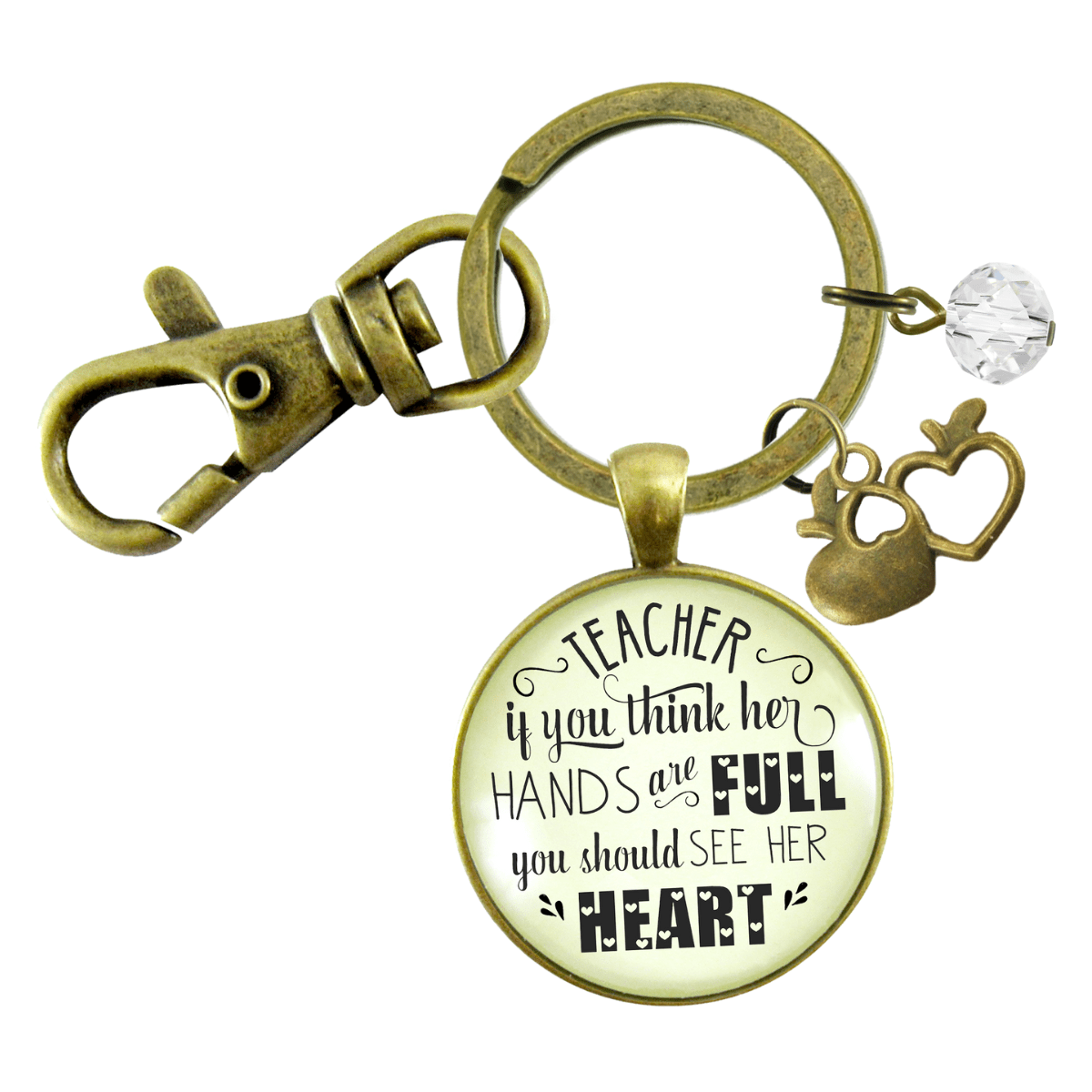 Teacher Keychain If You Think Her Hands Are Full Heart Jewelry Gift School Quote Apple - Gutsy Goodness