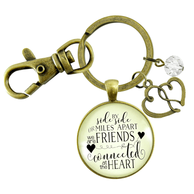 Best Friends Keychain Side by Side Long Distance Quote Gift Jewelry - Gutsy Goodness