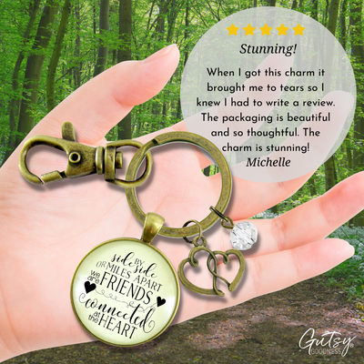 Best Friends Keychain Side by Side Long Distance Quote Gift Jewelry - Gutsy Goodness