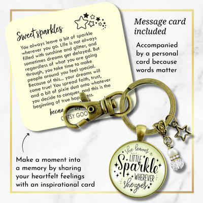 She Leaves a Little Sparkle Glam Quote Keychain Life Jewelry Gift Star Charm - Gutsy Goodness Handmade Jewelry;She Leaves A Little Sparkle Glam Quote Keychain Life Jewelry Gift Star Charm - Gutsy Goodness Handmade Jewelry Gifts