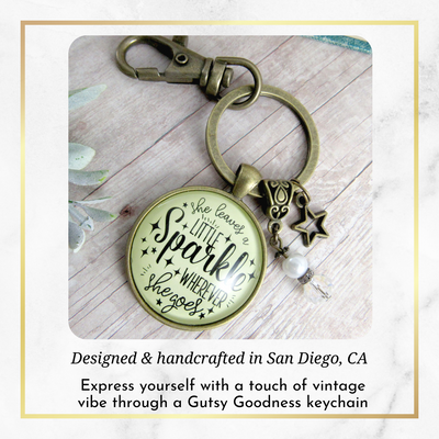 She Leaves a Little Sparkle Glam Quote Keychain Life Jewelry Gift Star Charm - Gutsy Goodness Handmade Jewelry;She Leaves A Little Sparkle Glam Quote Keychain Life Jewelry Gift Star Charm - Gutsy Goodness Handmade Jewelry Gifts