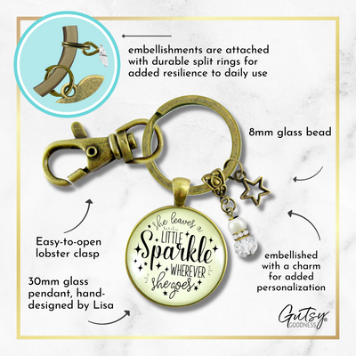 She Leaves a Little Sparkle Glam Quote Keychain Life Jewelry Gift Star Charm - Gutsy Goodness Handmade Jewelry;She Leaves A Little Sparkle Glam Quote Keychain Life Jewelry Gift Star Charm - Gutsy Goodness Handmade Jewelry Gifts