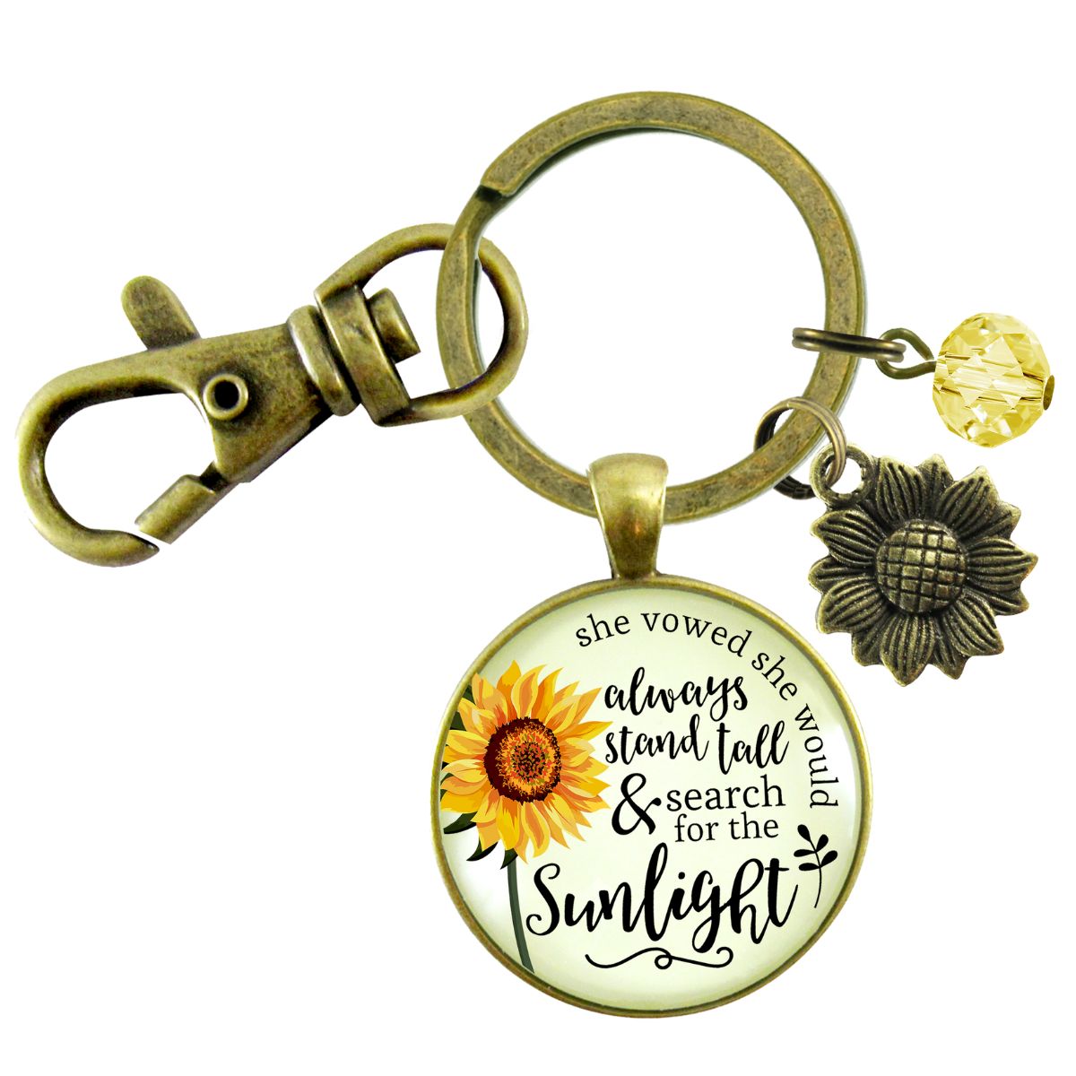 Sunflower Keychain She Vowed Sunlight Inspiration Jewelry  Keychain - Women - Gutsy Goodness Handmade Jewelry