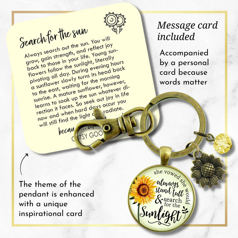 Sunflower Keychain She Vowed Sunlight Inspiration Jewelry  Keychain - Women - Gutsy Goodness Handmade Jewelry