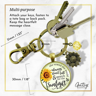 Sunflower Keychain She Vowed Sunlight Inspiration Jewelry  Keychain - Women - Gutsy Goodness Handmade Jewelry