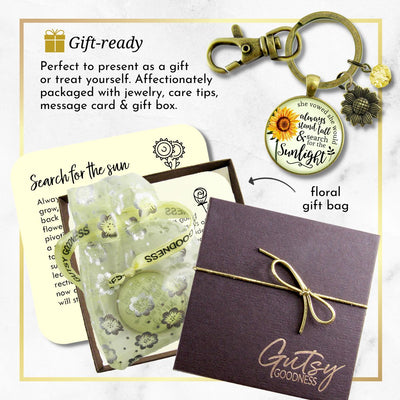 Sunflower Keychain She Vowed Sunlight Inspiration Jewelry  Keychain - Women - Gutsy Goodness Handmade Jewelry