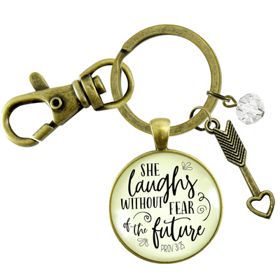 Faith Keychain She Laughs Without Fear Inspirational Pendant Jewelry For Women - Gutsy Goodness;Faith Keychain She Laughs Without Fear Inspirational Pendant Jewelry For Women - Gutsy Goodness Handmade Jewelry Gifts