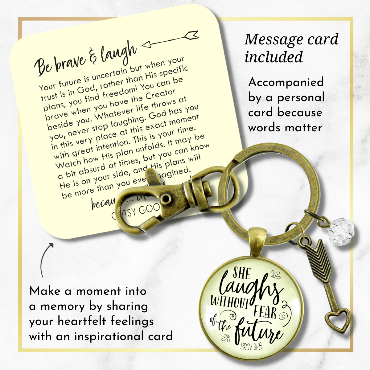 Faith Keychain She Laughs Without Fear Inspirational Pendant Jewelry For Women - Gutsy Goodness;Faith Keychain She Laughs Without Fear Inspirational Pendant Jewelry For Women - Gutsy Goodness Handmade Jewelry Gifts