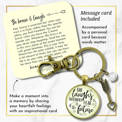 Faith Keychain She Laughs Without Fear Inspirational Pendant Jewelry For Women - Gutsy Goodness;Faith Keychain She Laughs Without Fear Inspirational Pendant Jewelry For Women - Gutsy Goodness Handmade Jewelry Gifts