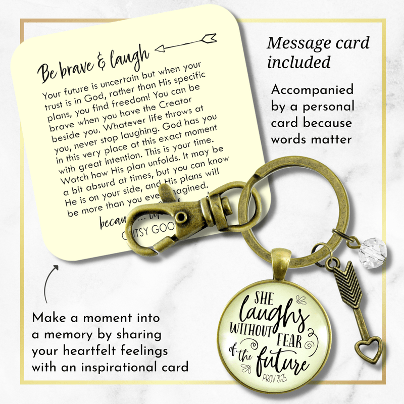 Faith Keychain She Laughs Without Fear Inspirational Pendant Jewelry For Women - Gutsy Goodness;Faith Keychain She Laughs Without Fear Inspirational Pendant Jewelry For Women - Gutsy Goodness Handmade Jewelry Gifts