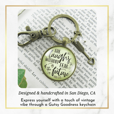 Faith Keychain She Laughs Without Fear Inspirational Pendant Jewelry For Women - Gutsy Goodness;Faith Keychain She Laughs Without Fear Inspirational Pendant Jewelry For Women - Gutsy Goodness Handmade Jewelry Gifts