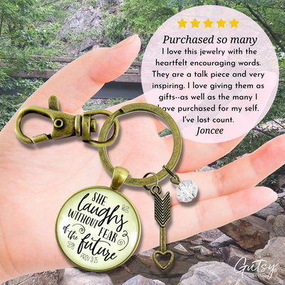 Faith Keychain She Laughs Without Fear Inspirational Pendant Jewelry For Women - Gutsy Goodness;Faith Keychain She Laughs Without Fear Inspirational Pendant Jewelry For Women - Gutsy Goodness Handmade Jewelry Gifts