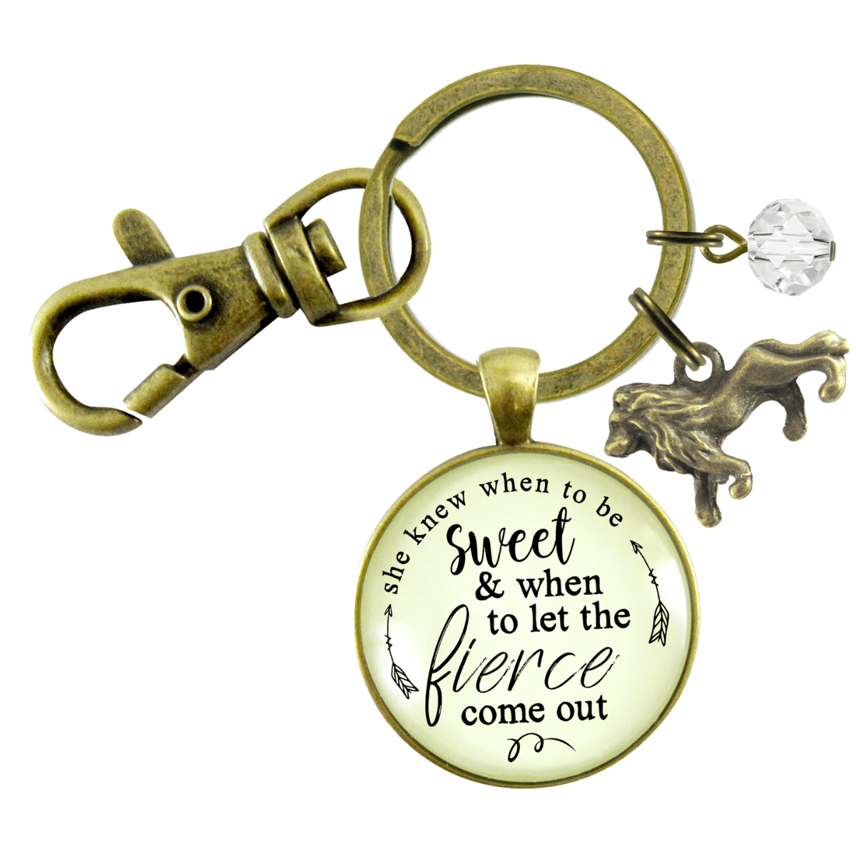 Lion Keychain She Knew When To Be Sweet Fierce Womens Brave Life Jewelry - Gutsy Goodness