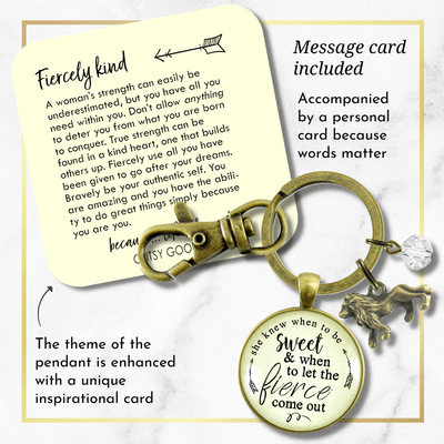 Lion Keychain She Knew When To Be Sweet Fierce Womens Brave Life Jewelry - Gutsy Goodness