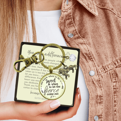 Lion Keychain She Knew When To Be Sweet Fierce Womens Brave Life Jewelry - Gutsy Goodness