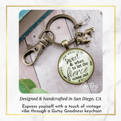 Lion Keychain She Knew When To Be Sweet Fierce Womens Brave Life Jewelry - Gutsy Goodness