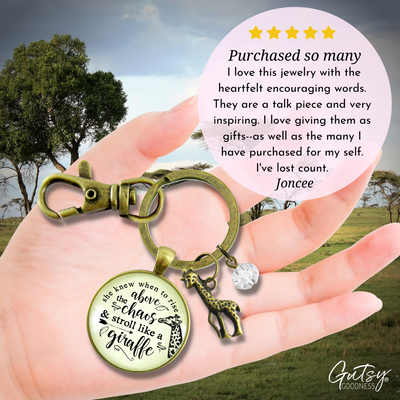 Giraffe Keychain She Knew When To Rise Above The Chaos Boho Pendant Friendship Jewelry Charm - Gutsy Goodness Handmade Jewelry;Giraffe Keychain She Knew When To Rise Above The Chaos Boho Pendant Friendship Jewelry Charm - Gutsy Goodness Handmade Jewelry Gifts