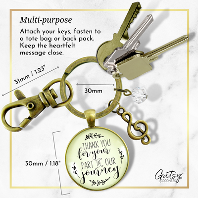 Wedding Singer Gift Keychain Thank You For Your Part Rustic For Musician Soloist G Clef  Keychain - Women - Gutsy Goodness Handmade Jewelry