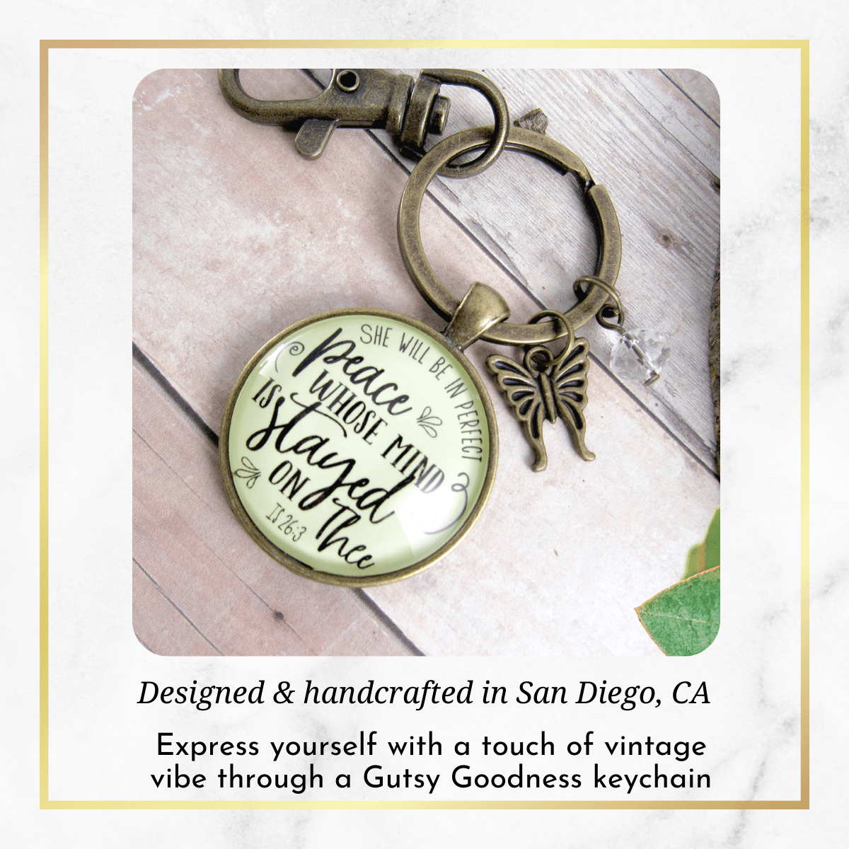 Peaceful Keychain She Will Be In Perfect Peace Faith Jewelry Anxiety Butterfly Charm - Gutsy Goodness Handmade Jewelry;Peaceful Keychain She Will Be In Perfect Peace Faith Jewelry Anxiety Butterfly Charm - Gutsy Goodness Handmade Jewelry Gifts