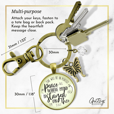 Peaceful Keychain She Will Be In Perfect Peace Faith Jewelry Anxiety Butterfly Charm - Gutsy Goodness Handmade Jewelry;Peaceful Keychain She Will Be In Perfect Peace Faith Jewelry Anxiety Butterfly Charm - Gutsy Goodness Handmade Jewelry Gifts
