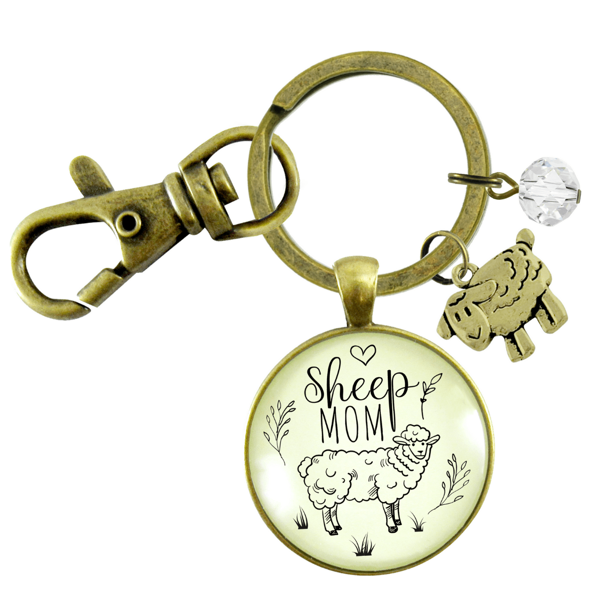 Sheep Mom Keychain Farm Animal Vintage Style Quote Jewelry - Gutsy Goodness Handmade Jewelry;Sheep Mom Keychain Farm Animal Vintage Style Quote Jewelry - Gutsy Goodness Handmade Jewelry Gifts