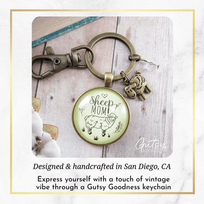Sheep Mom Keychain Farm Animal Vintage Style Quote Jewelry - Gutsy Goodness Handmade Jewelry;Sheep Mom Keychain Farm Animal Vintage Style Quote Jewelry - Gutsy Goodness Handmade Jewelry Gifts