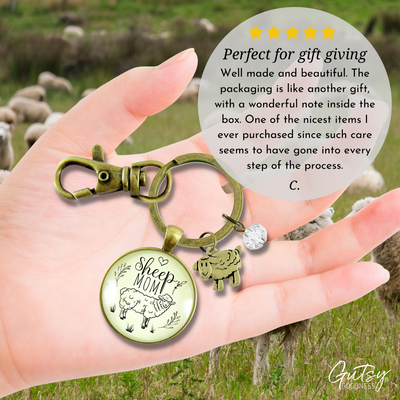 Sheep Mom Keychain Farm Animal Vintage Style Quote Jewelry - Gutsy Goodness Handmade Jewelry;Sheep Mom Keychain Farm Animal Vintage Style Quote Jewelry - Gutsy Goodness Handmade Jewelry Gifts