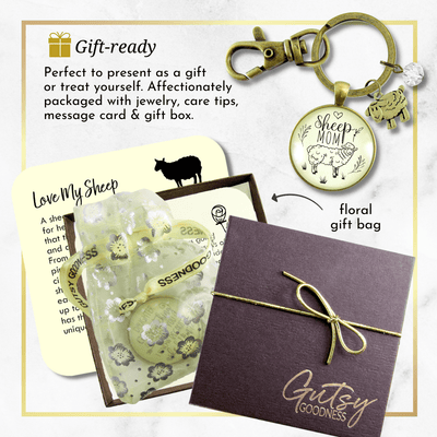 Sheep Mom Keychain Farm Animal Vintage Style Quote Jewelry - Gutsy Goodness Handmade Jewelry;Sheep Mom Keychain Farm Animal Vintage Style Quote Jewelry - Gutsy Goodness Handmade Jewelry Gifts