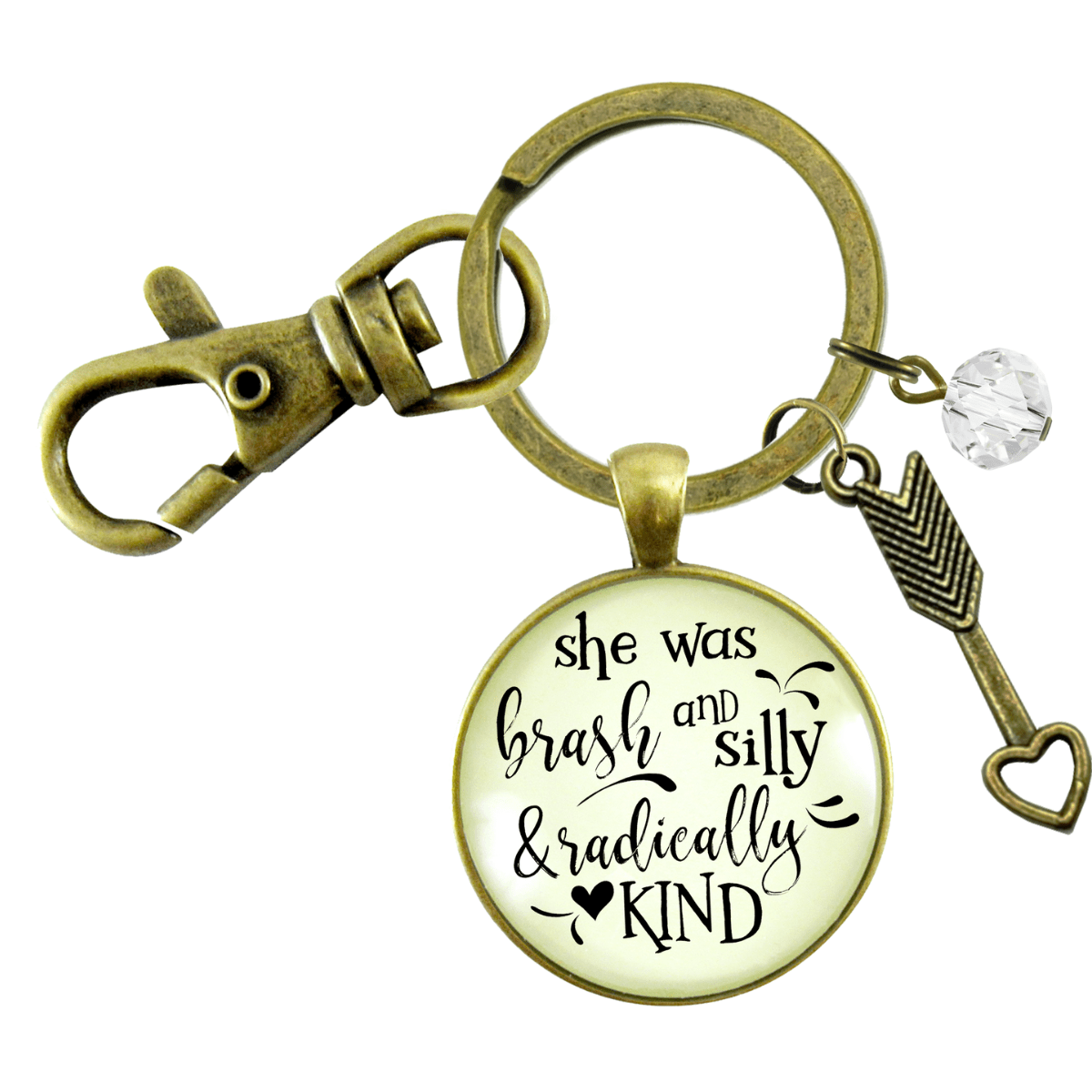 She Was Brash And Silly And Radically Kind Keychain Boho Inspired Jewelry Arrow Message - Gutsy Goodness