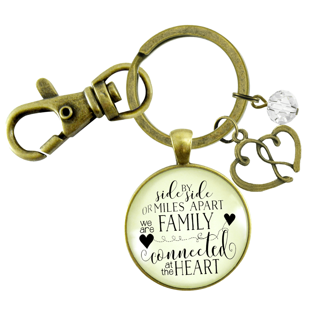 My Family Keychain Side By Side Long Distance Gift Loving Families Jewelry Open Heart Charm - Gutsy Goodness
