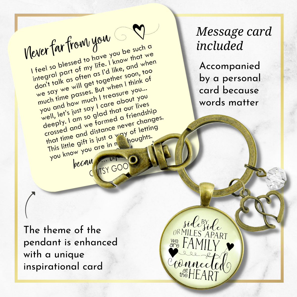 My Family Keychain Side By Side Long Distance Gift Loving Families Jewelry Open Heart Charm - Gutsy Goodness