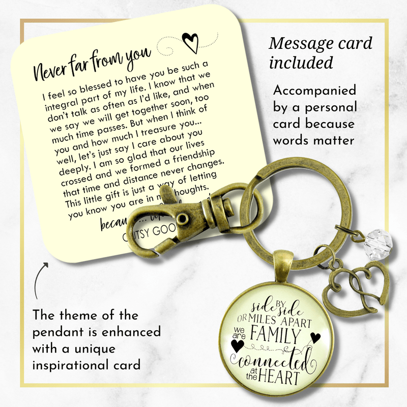 My Family Keychain Side By Side Long Distance Gift Loving Families Jewelry Open Heart Charm - Gutsy Goodness