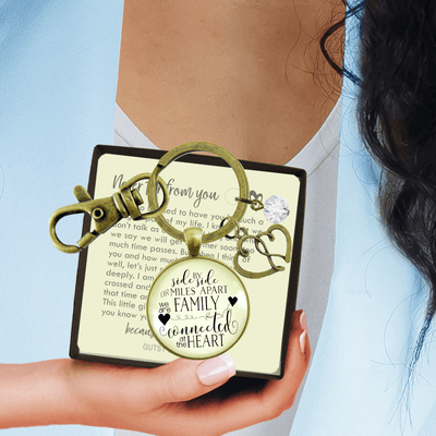 My Family Keychain Side By Side Long Distance Gift Loving Families Jewelry Open Heart Charm - Gutsy Goodness