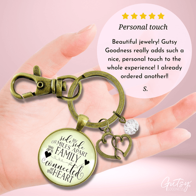 My Family Keychain Side By Side Long Distance Gift Loving Families Jewelry Open Heart Charm - Gutsy Goodness