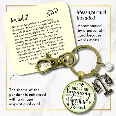 Law School Graduate Keychain This Is The Beginning Future Lawyer Graduation Justice Scales Jewelry  Keychain - Women - Gutsy Goodness Handmade Jewelry