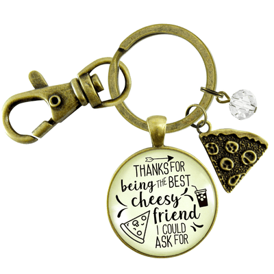Pizza BFF Keychain Thanks For Being Best Cheesy Pizza Theme Women's Fun Jewelry Slice - Gutsy Goodness Handmade Jewelry;Pizza Bff Keychain Thanks For Being Best Cheesy Pizza Theme Women's Fun Jewelry Slice - Gutsy Goodness Handmade Jewelry Gifts