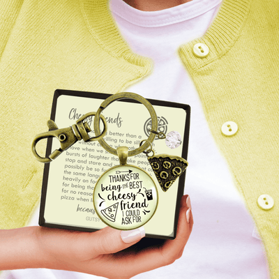 Pizza BFF Keychain Thanks For Being Best Cheesy Pizza Theme Women's Fun Jewelry Slice - Gutsy Goodness Handmade Jewelry;Pizza Bff Keychain Thanks For Being Best Cheesy Pizza Theme Women's Fun Jewelry Slice - Gutsy Goodness Handmade Jewelry Gifts