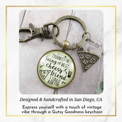 Pizza BFF Keychain Thanks For Being Best Cheesy Pizza Theme Women's Fun Jewelry Slice - Gutsy Goodness Handmade Jewelry;Pizza Bff Keychain Thanks For Being Best Cheesy Pizza Theme Women's Fun Jewelry Slice - Gutsy Goodness Handmade Jewelry Gifts