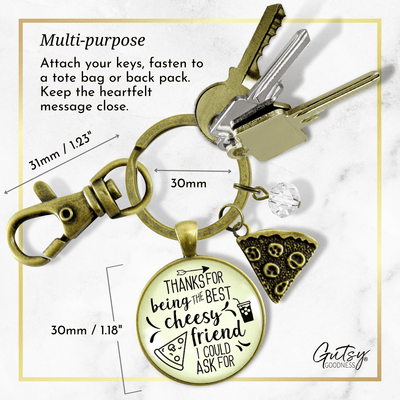 Pizza BFF Keychain Thanks For Being Best Cheesy Pizza Theme Women's Fun Jewelry Slice - Gutsy Goodness Handmade Jewelry;Pizza Bff Keychain Thanks For Being Best Cheesy Pizza Theme Women's Fun Jewelry Slice - Gutsy Goodness Handmade Jewelry Gifts