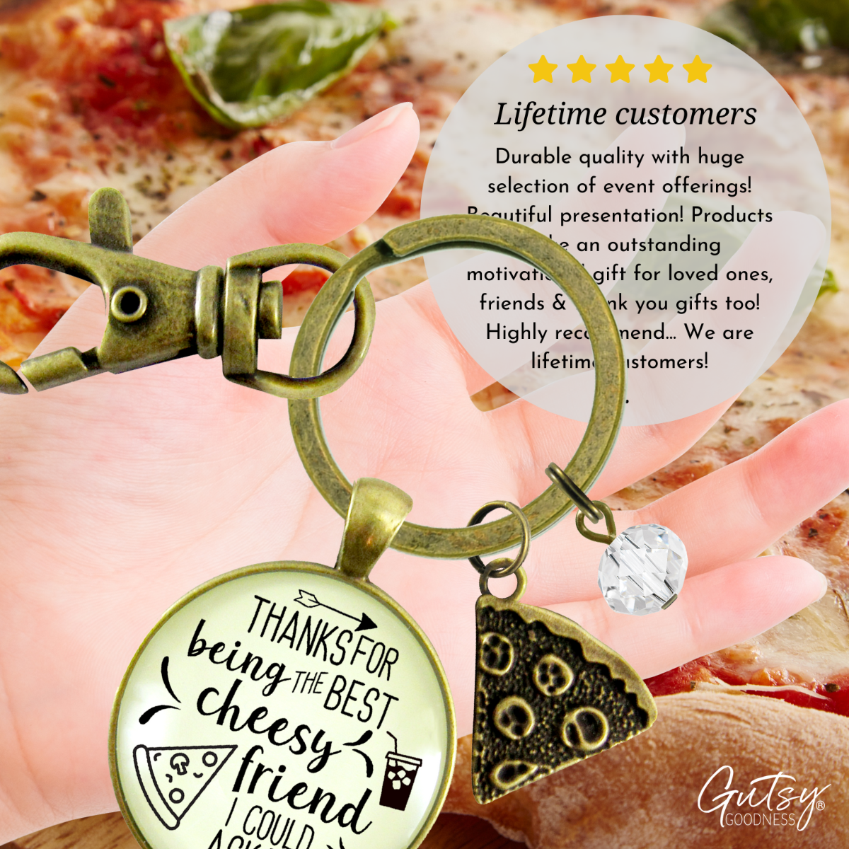 Pizza BFF Keychain Thanks For Being Best Cheesy Pizza Theme Women's Fun Jewelry Slice - Gutsy Goodness Handmade Jewelry;Pizza Bff Keychain Thanks For Being Best Cheesy Pizza Theme Women's Fun Jewelry Slice - Gutsy Goodness Handmade Jewelry Gifts