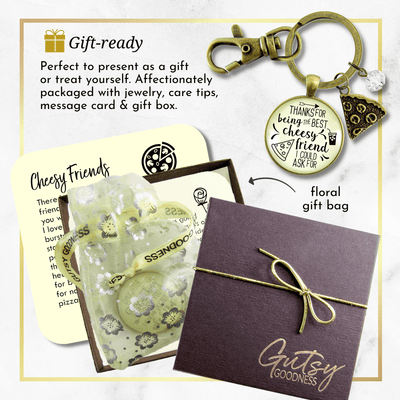 Pizza BFF Keychain Thanks For Being Best Cheesy Pizza Theme Women's Fun Jewelry Slice - Gutsy Goodness Handmade Jewelry;Pizza Bff Keychain Thanks For Being Best Cheesy Pizza Theme Women's Fun Jewelry Slice - Gutsy Goodness Handmade Jewelry Gifts