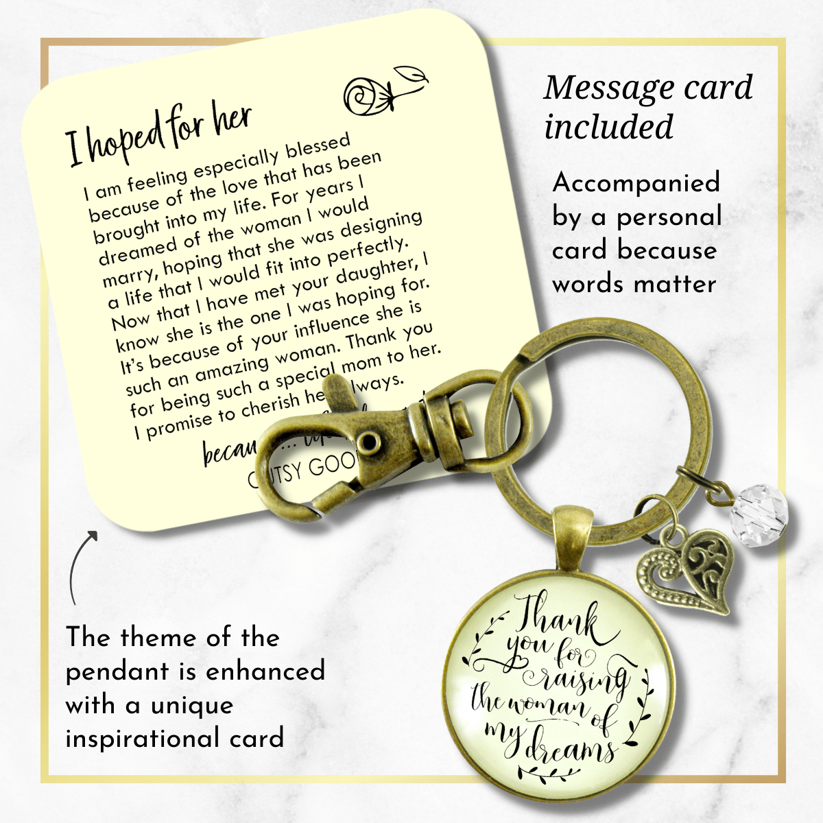 His Mother In Law Keychain Thank You For Raising the Woman Of Dreams Wedding Day Gift Jewelry - Gutsy Goodness