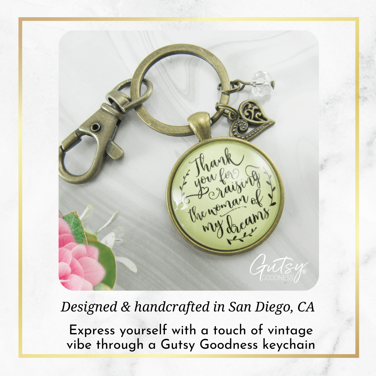 His Mother In Law Keychain Thank You For Raising the Woman Of Dreams Wedding Day Gift Jewelry - Gutsy Goodness